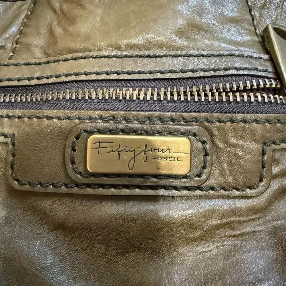 Fifty Four Fossil Vintage Olive Green Leather Shoulder Bag Hobo Purse